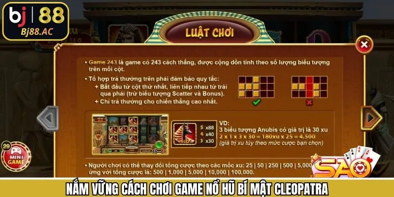 Cách chơi về bí mật về Cleopatra đơn giản và dễ dàng tại Bj88